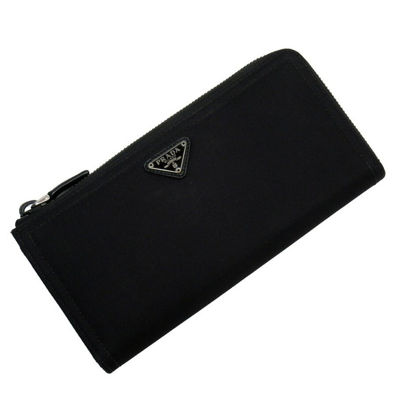 Prada long zipper triangle nylon Wallet leather black - Picture 1 of 3